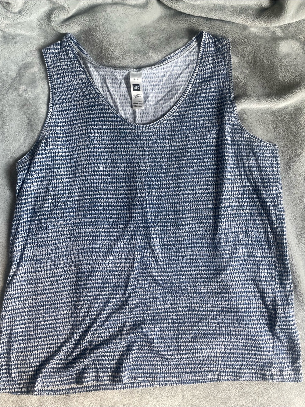 MEC Blue Marled Scoop Neck Tank Top- 50% organic cotton